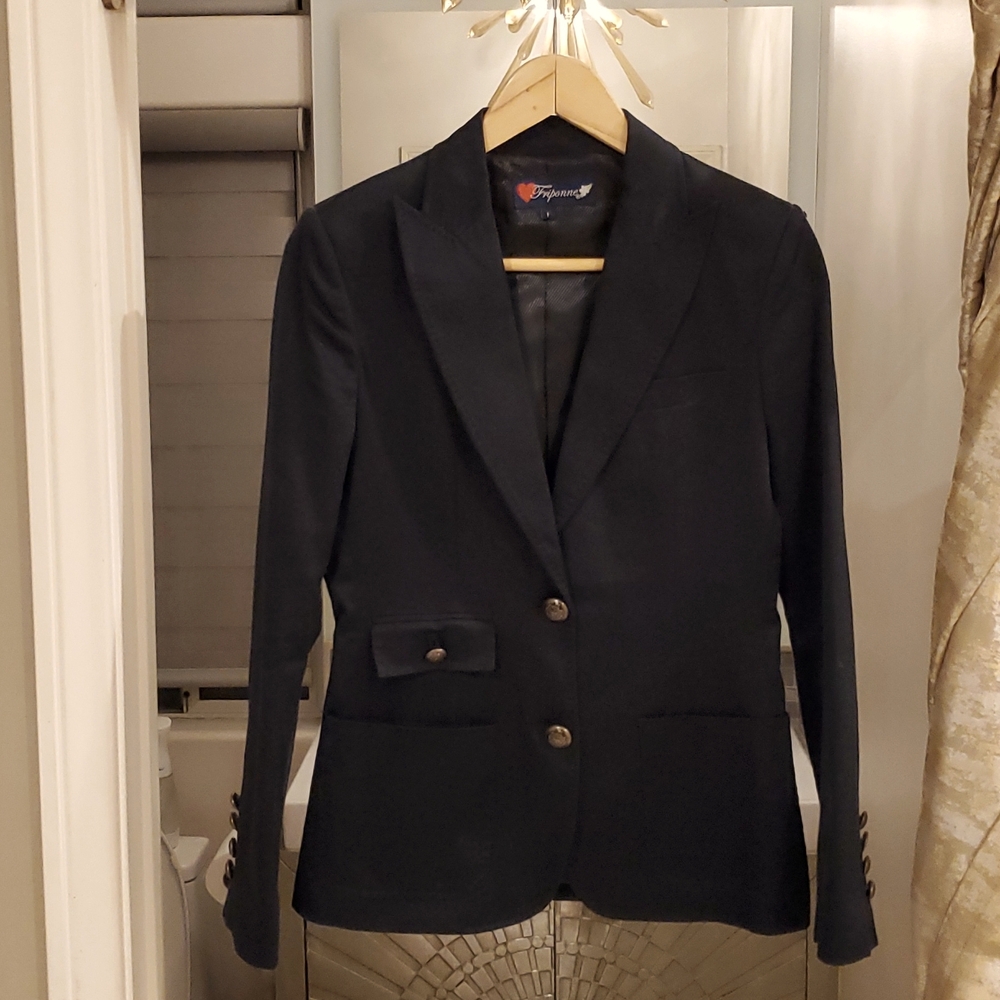 ❣️Friponne Paris 100% Cotton Business Profession Blazer❣️Ornaite Bronze Button❣️